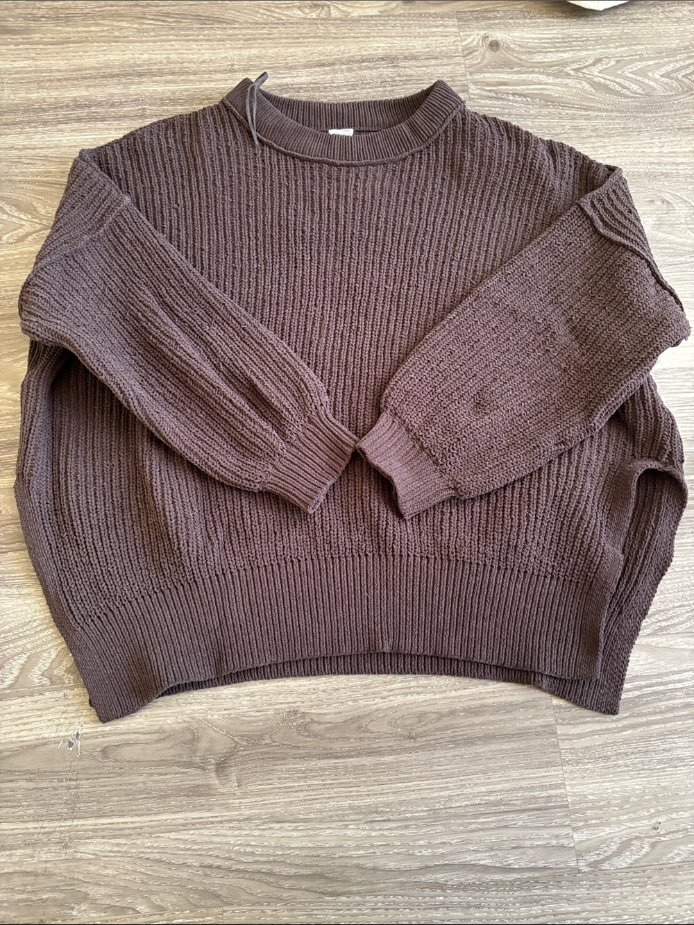 aerie Rich Brown Ribbed Crewneck Sweater